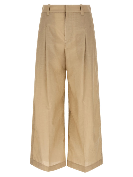 Beige Cotton Casual Pants