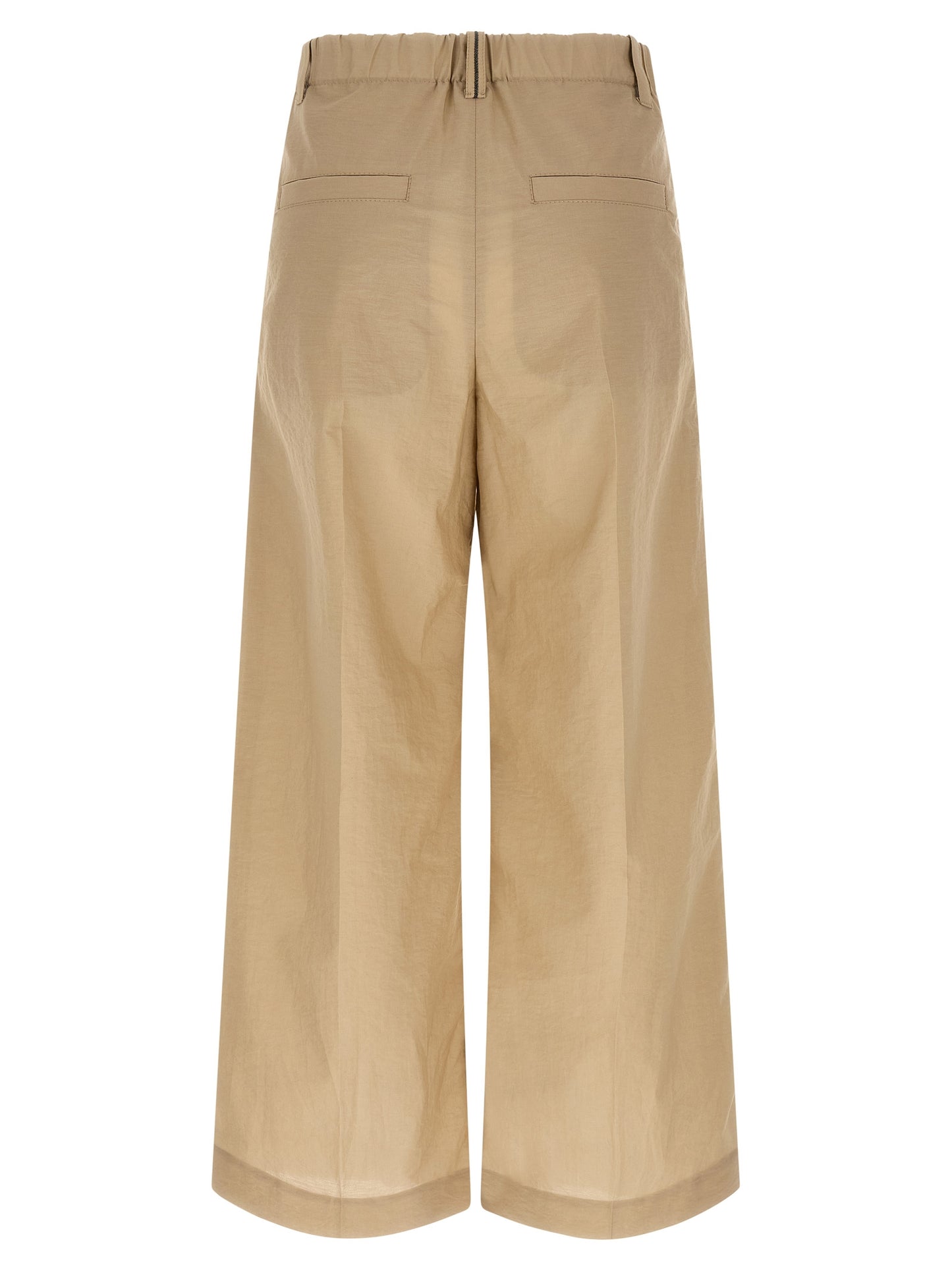 Beige Cotton Casual Pants