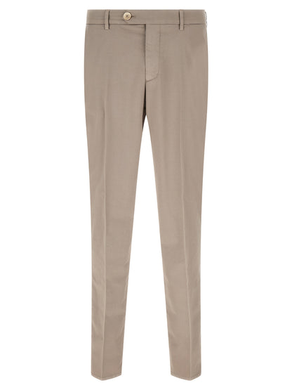 Beige Cotton Casual Pants