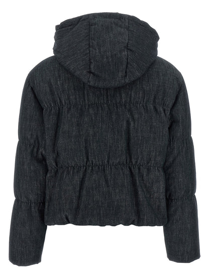 Blue Cotton Full-Length Jacket