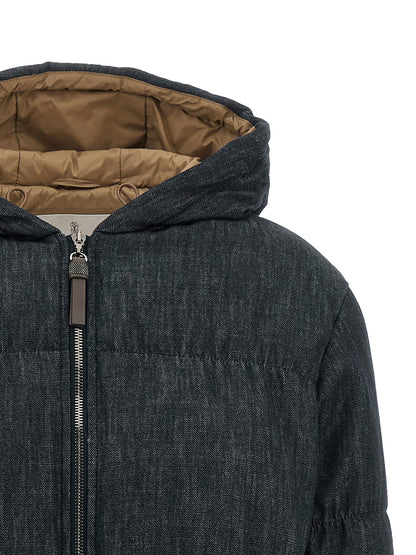 Blue Cotton Full-Length Jacket