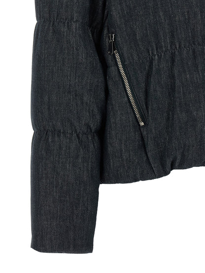 Blue Cotton Full-Length Jacket