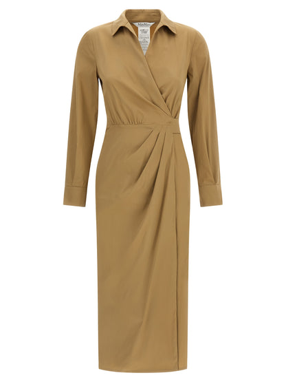 Beige Cotton Midi Dress