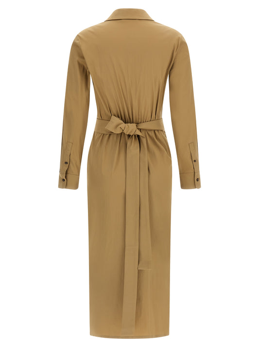 Beige Cotton Midi Dress