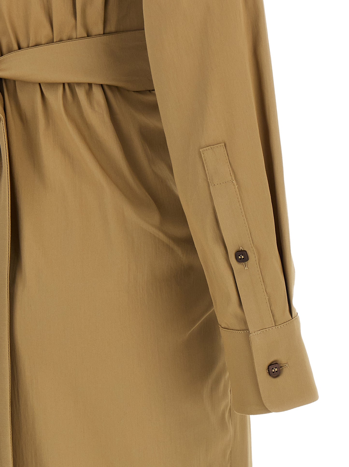 Beige Cotton Midi Dress