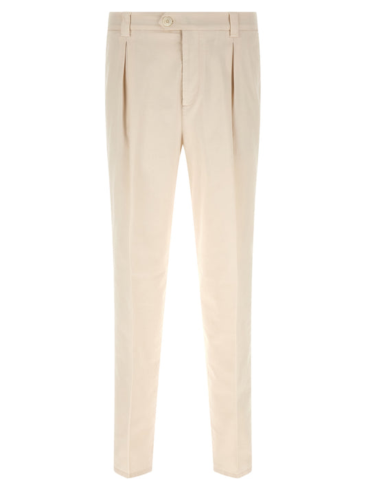 White Cotton Casual Pants