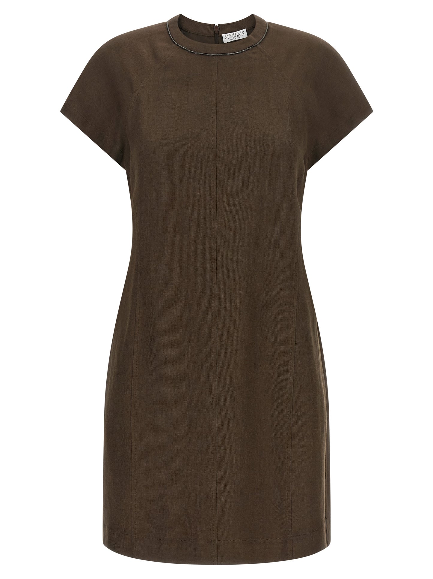 Brown Viscose Short Dress