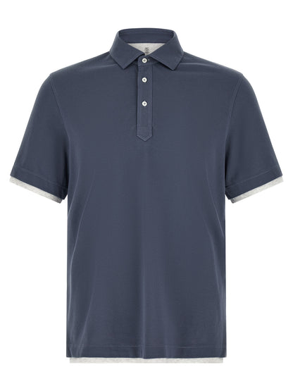 Blue Cotton Polo Shirt