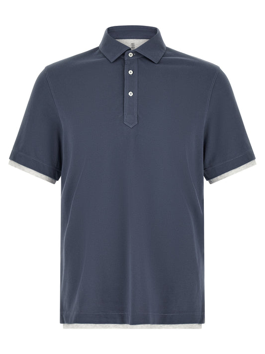 Blue Cotton Polo Shirt