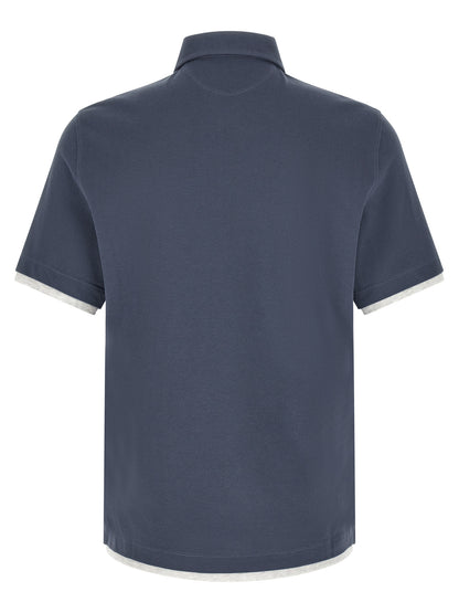 Blue Cotton Polo Shirt