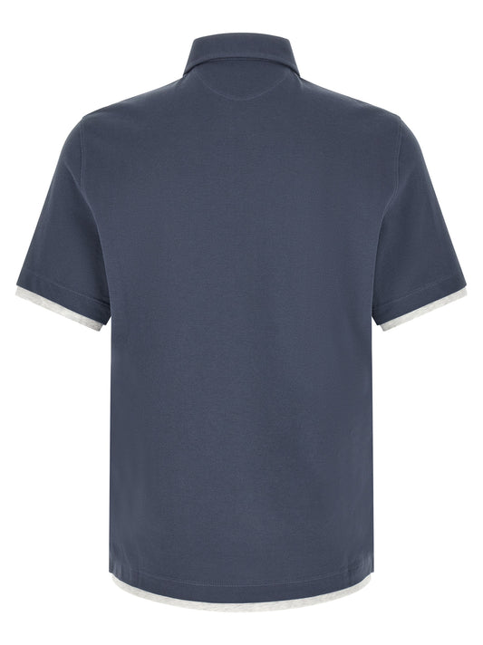 Blue Cotton Polo Shirt