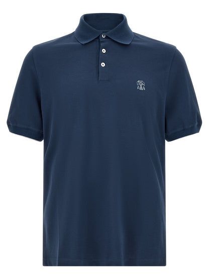 Blue Cotton Polo Shirt