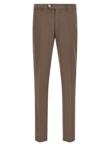 Beige Cotton Casual Pants