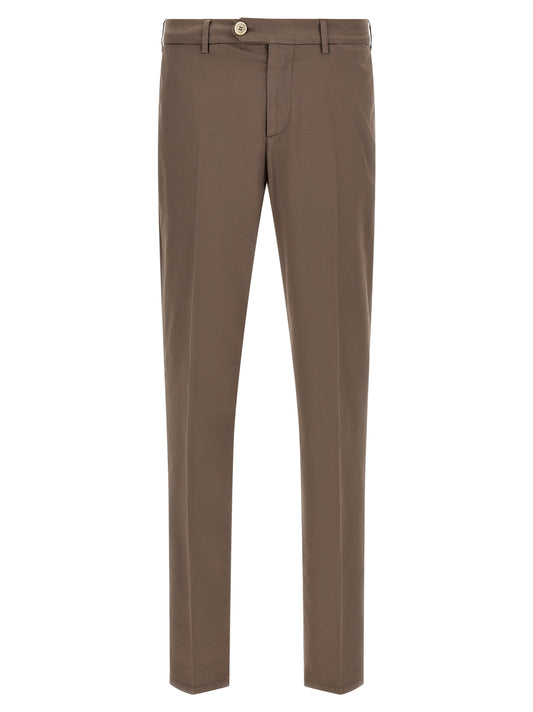 Beige Cotton Casual Pants