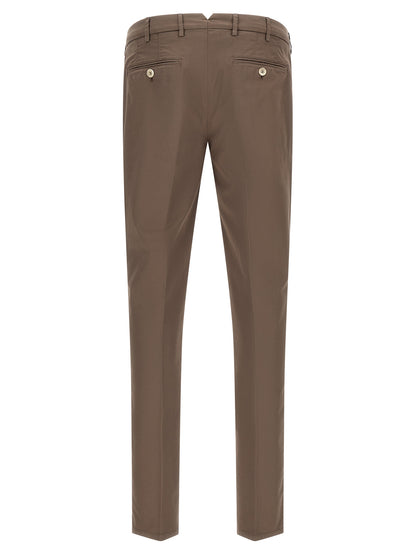 Beige Cotton Casual Pants