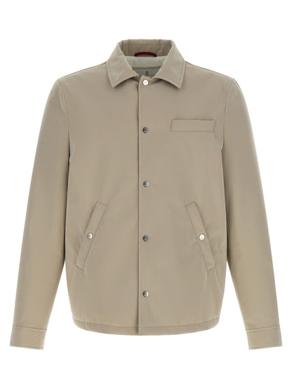 Gray Polyester Full-Length Jacket