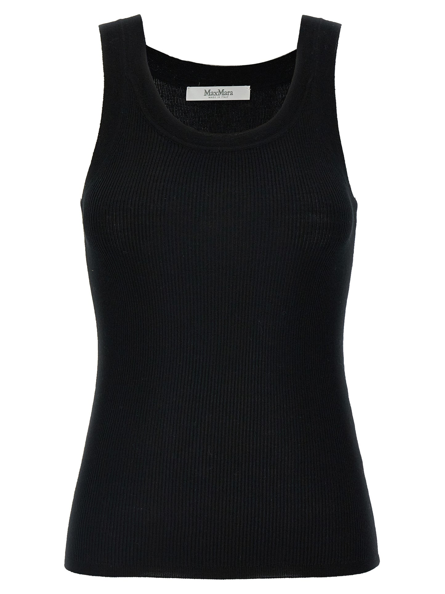 Black Virgin Wool Sleeveles T-Shirt