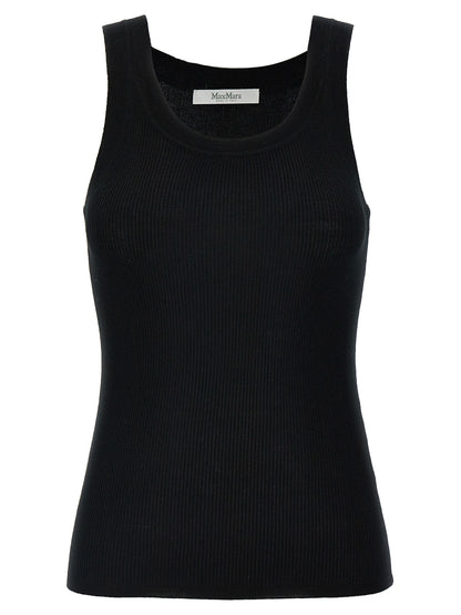 Black Virgin Wool Sleeveles T-Shirt