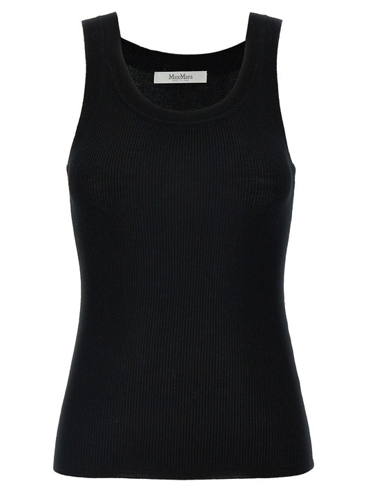 Black Virgin Wool Sleeveles T-Shirt