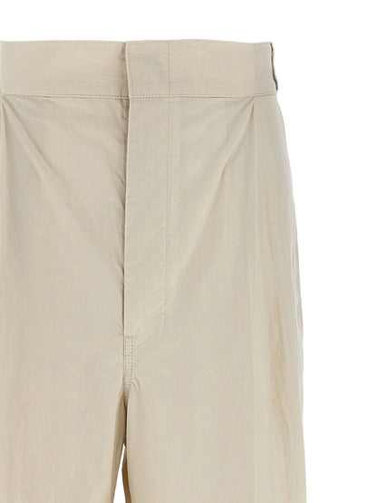 Beige Cotton Casual Pants