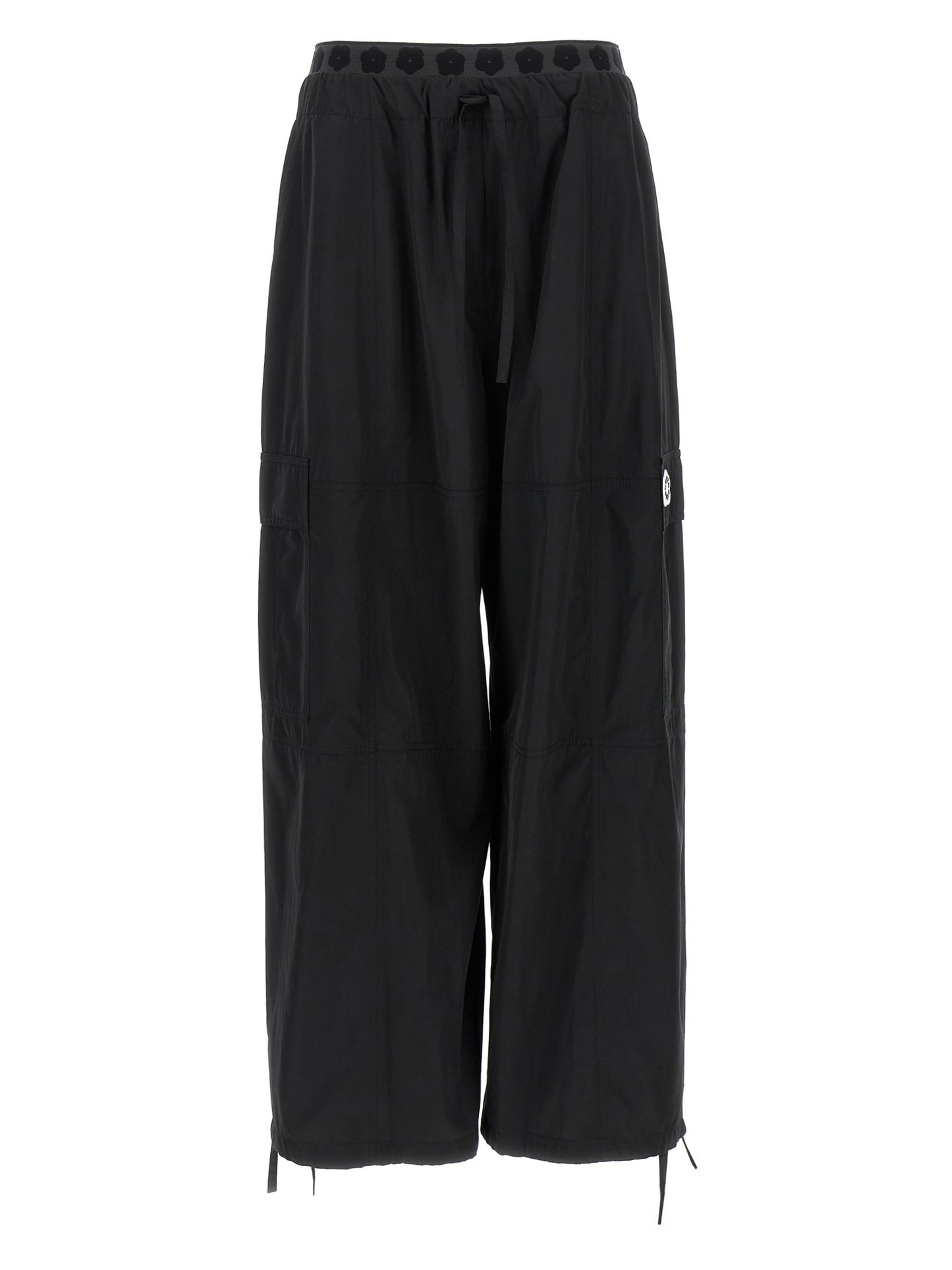 Black Polyester Cargo Pants