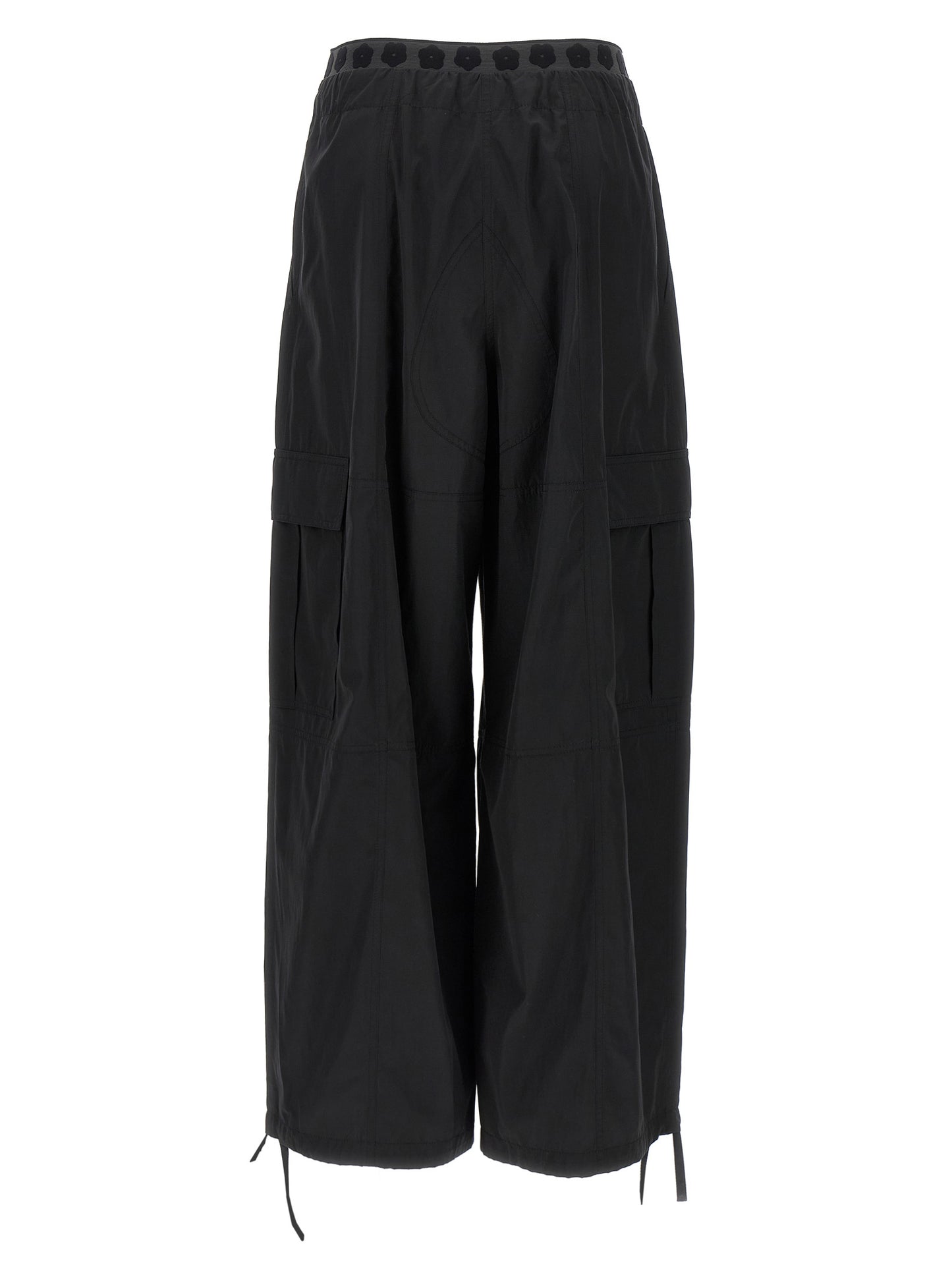 Black Polyester Cargo Pants