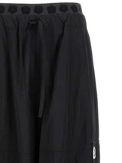 Black Polyester Cargo Pants