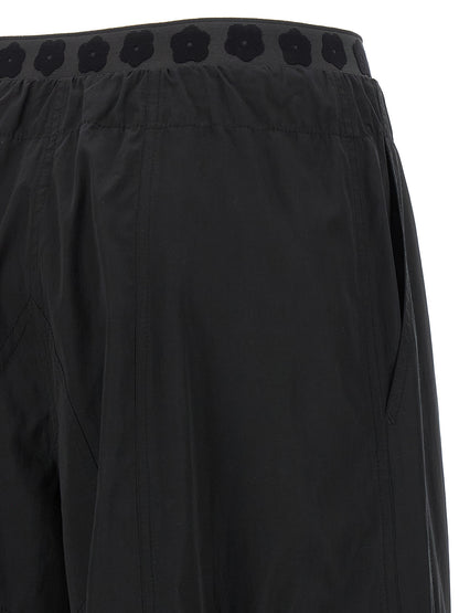 Black Polyester Cargo Pants
