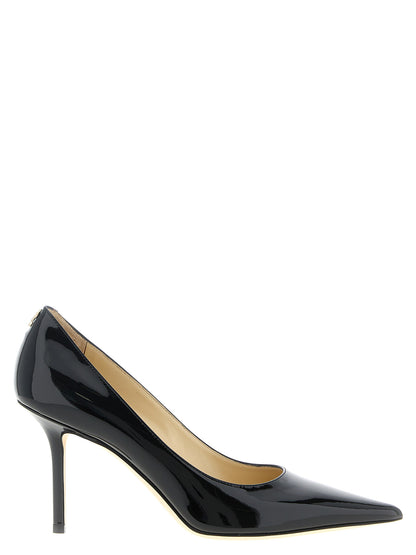 Black Leather High Heel Pumps