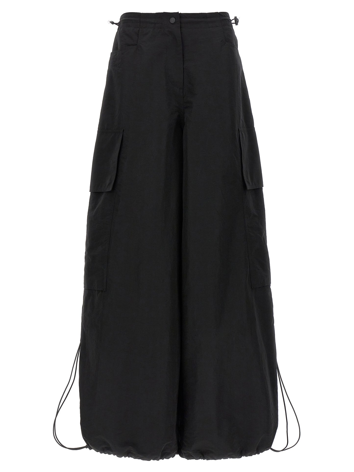 Black Polyamide Casual Pants