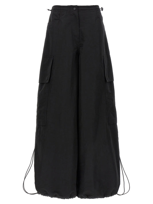 Black Polyamide Casual Pants