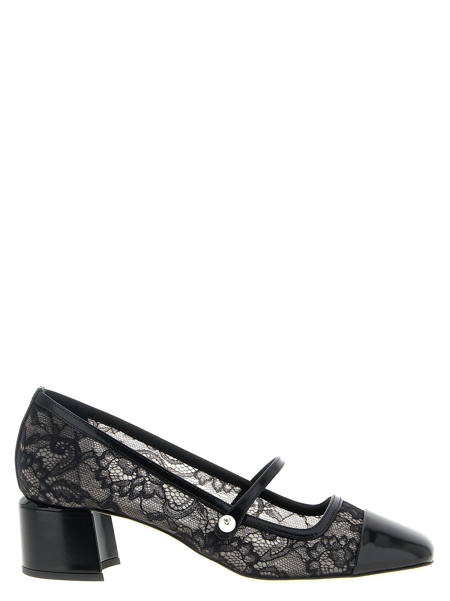 Black Tencel Mid Heel Pumps