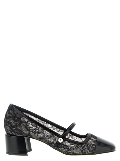 Black Tencel Mid Heel Pumps