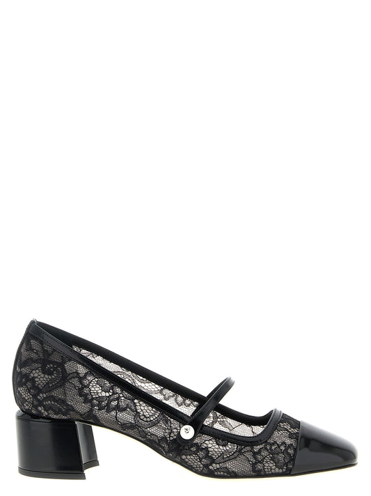Black Tencel Mid Heel Pumps