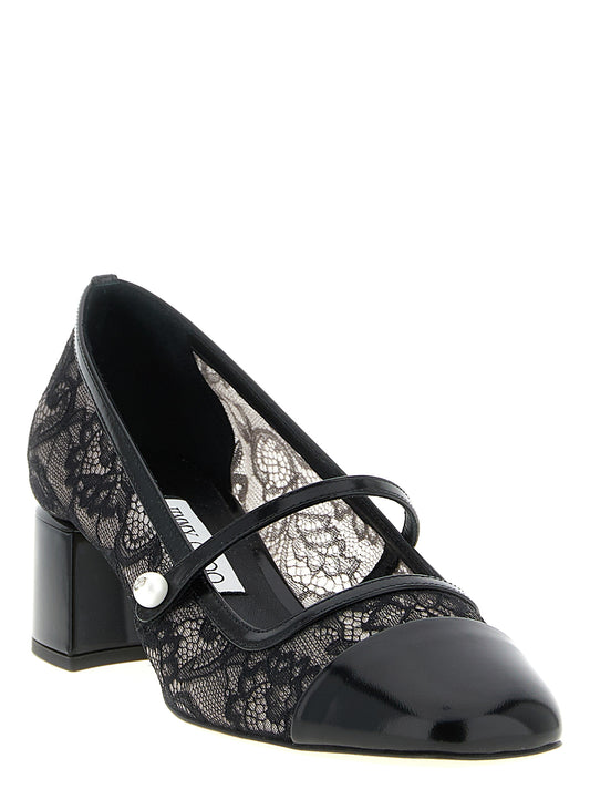 Black Tencel Mid Heel Pumps