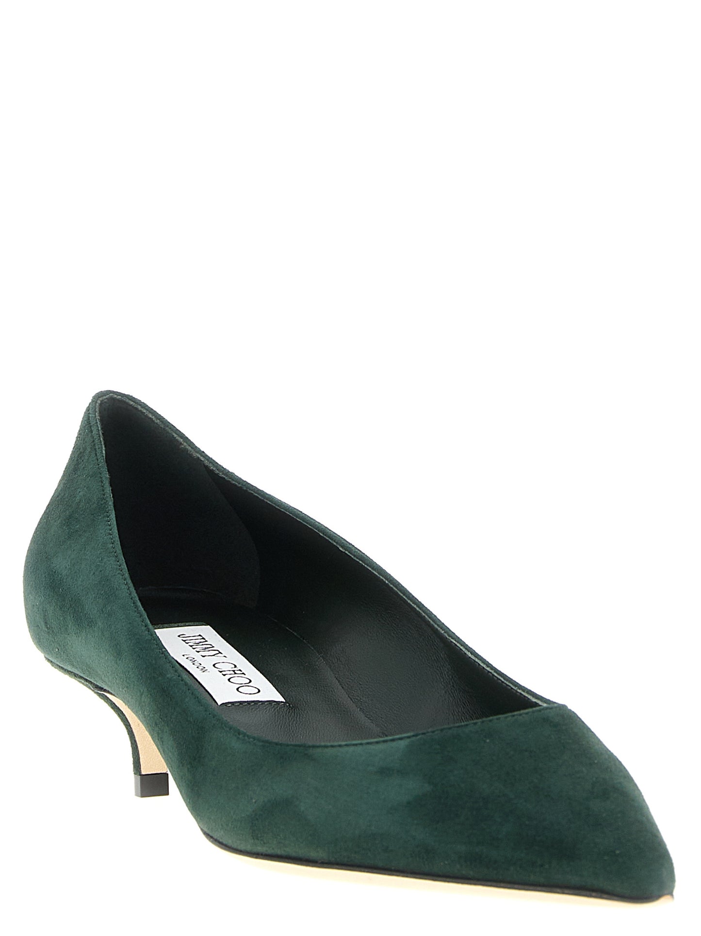 Bicolor Leather Mid Heel Pumps