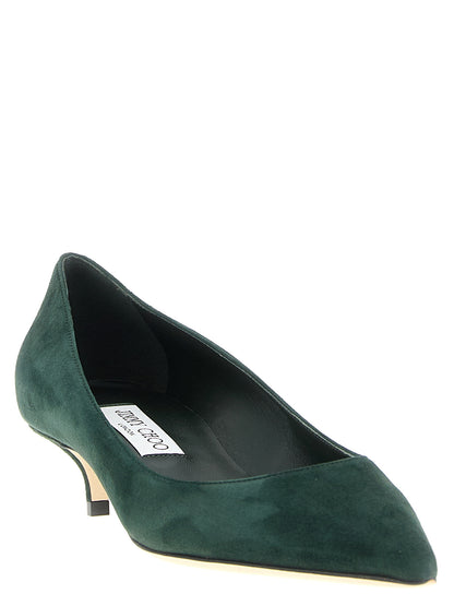 Bicolor Leather Mid Heel Pumps