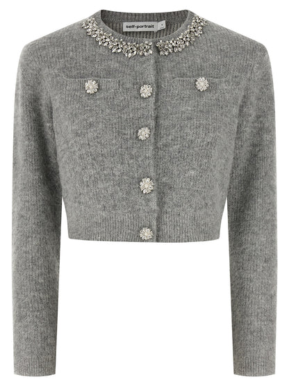 Gray Polyester Cardigan
