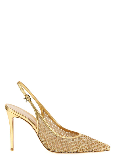 Gold Fabric High Heel Pumps