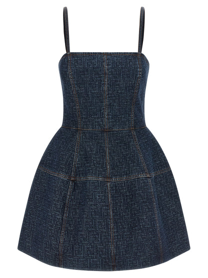 Blue Cotton Short Dress