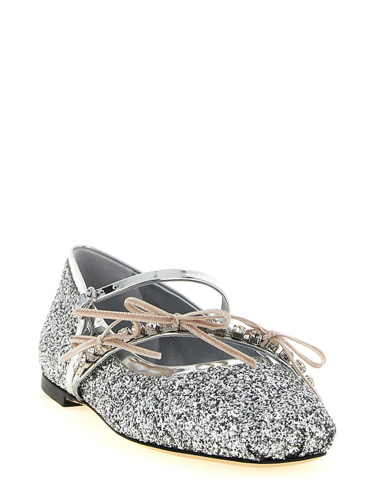 Silver Tencel Ballet Flats