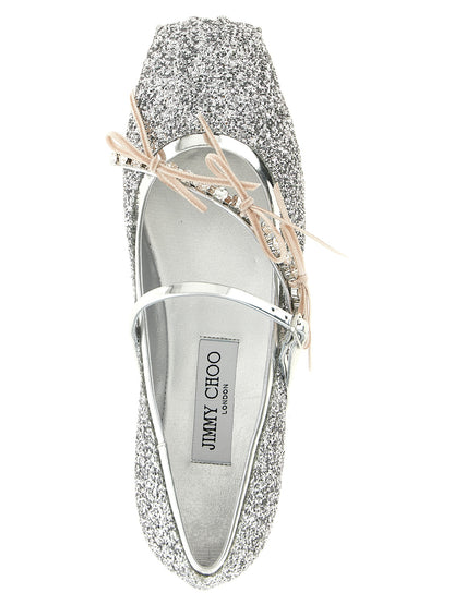 Silver Tencel Ballet Flats