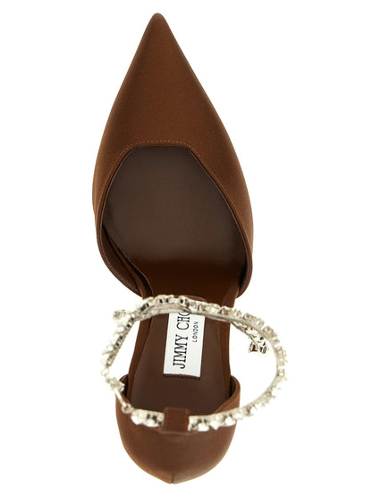 Brown Tencel High Heel Pumps