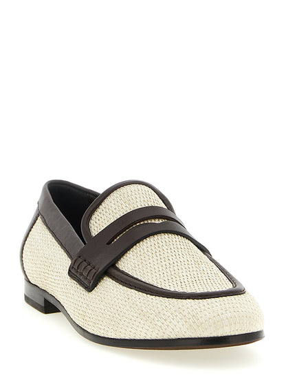 Beige Polyamide Slip-On Loafers