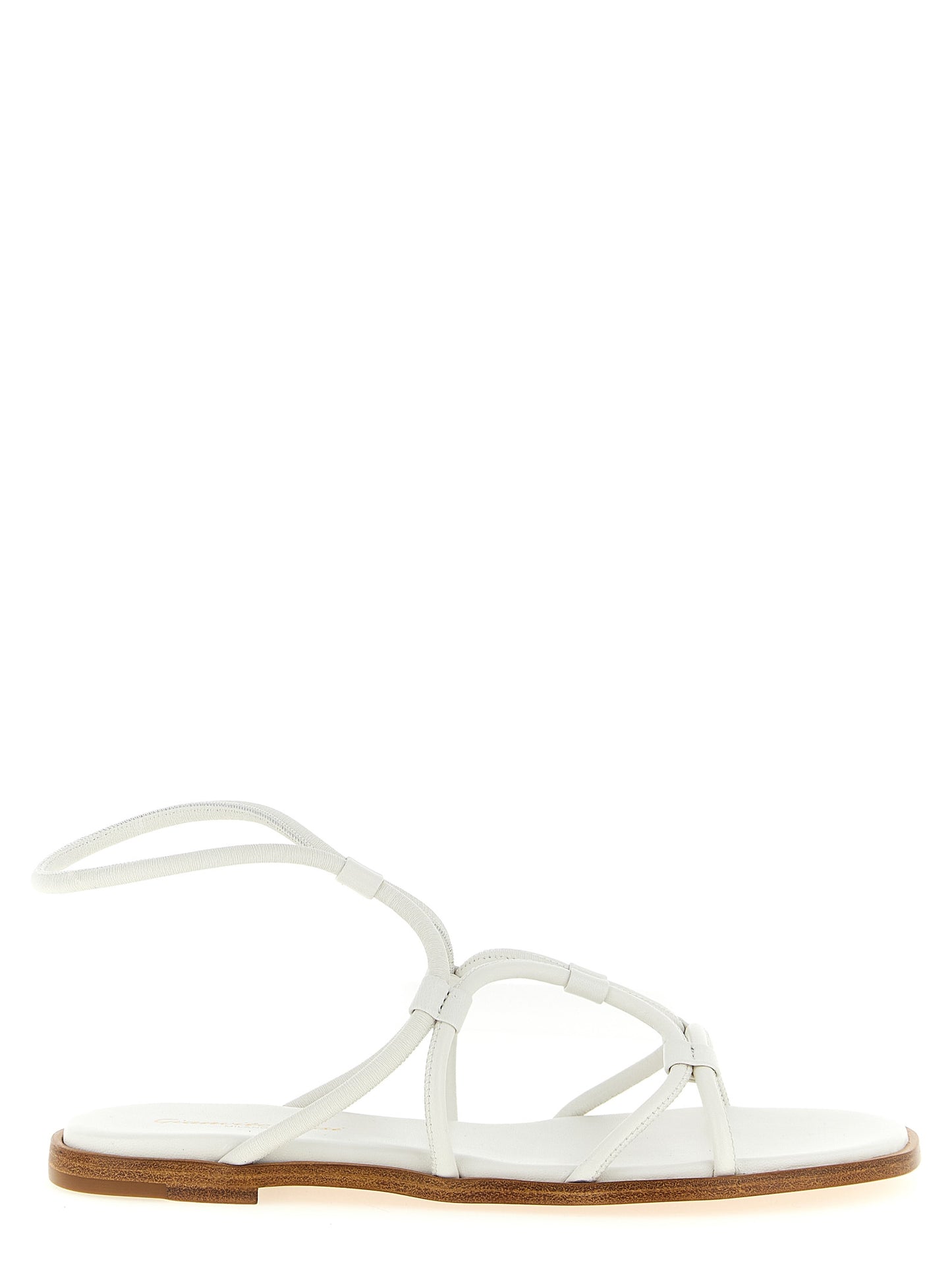 White Lamb Leather Flat Sandals
