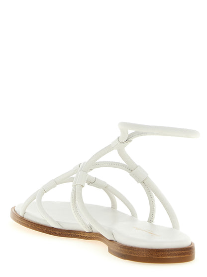 White Lamb Leather Flat Sandals