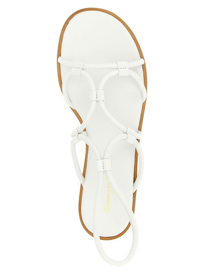 White Lamb Leather Flat Sandals