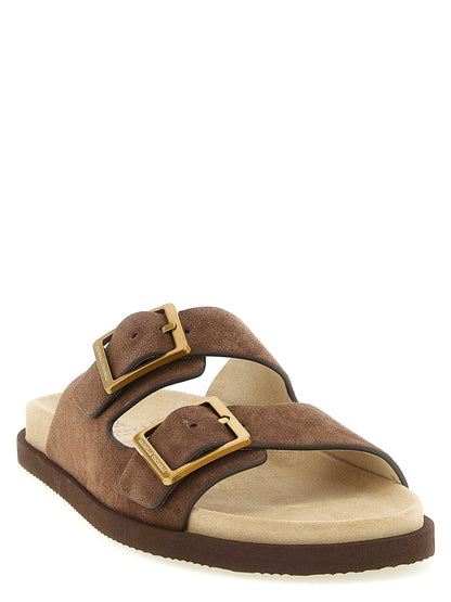 Brown Calfskin Slides