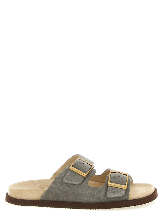 Gray Calfskin Slides