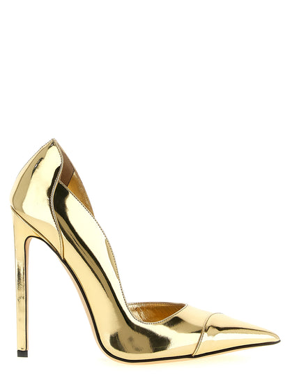 Gold Leather High Heel Pumps